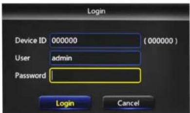 Login Device ID 000000 ( 000000 ) User admin Password Login Cancel