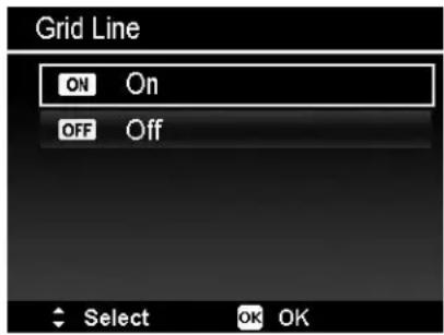 Grid Line ON On OFF Off Select OK OK
