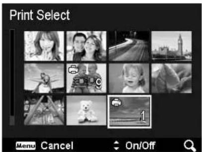 Print Select Menu Cancel On/Off