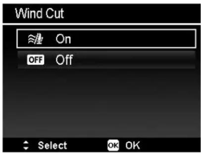 Wind Cut ≈/2 On OFF Off Select OK OK
