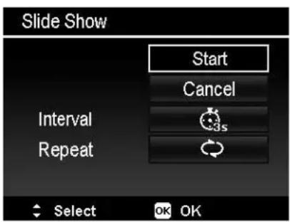 Slide Show Start Cancel Interval 3s Repeat Select OK OK