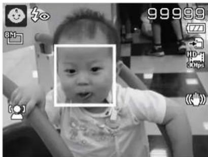 Black-and-white photo of a baby holding a smartphone with app icons and status bar, showing camera settings and time controls.