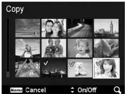 Copy Menu Cancel On/Off