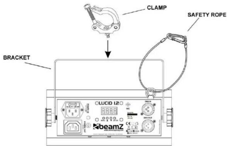 CLAMP SAFETY ROPE BRACKET OLUCID I2 DCX IN SWE OUT beamZ CE DCT-01-00007 DCT-01-00007