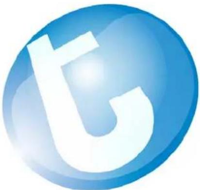 Blue glossy circular icon with a stylized white 't' or letter 'b' (no text or symbols)