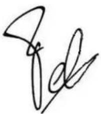 Handwritten signature or scribble on a document, possibly a signature or artistic mark