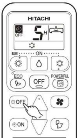 HITACHI OFF 5 H ON ECO OFF POWERFUL OFF ON