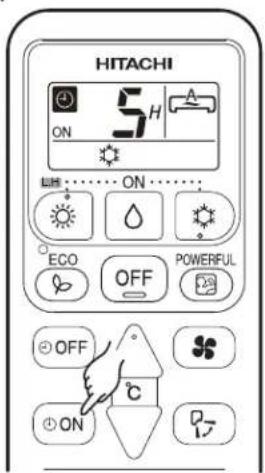 HITACHI ON 5 H ECO OFF POWERFUL OFF C ON