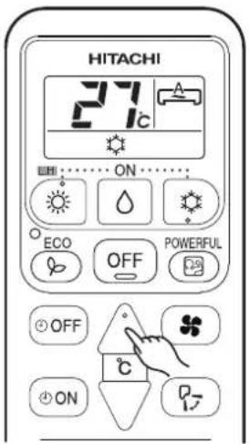 HITACHI 27°C ON ECO OFF POWERFUL OFF ON