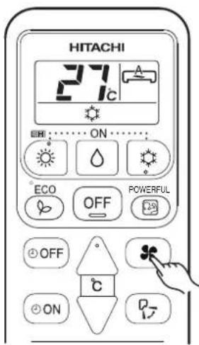HITACHI 27°C ON ECO OFF POWERFUL OFF ON