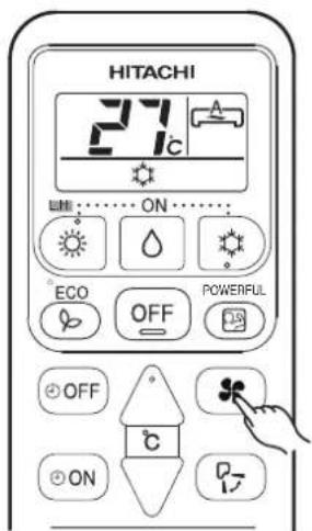 HITACHI 27°C ON ECO OFF POWERFUL OFF ON