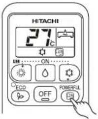 HITACHI 27°C ON ECO OFF POWERFUL