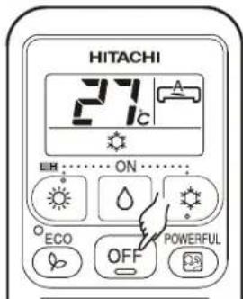 HITACHI 27°C ON ECO OFF POWERFUL