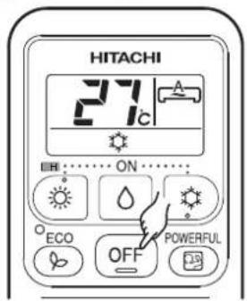HITACHI 27°C ON ECO OFF POWERFUL