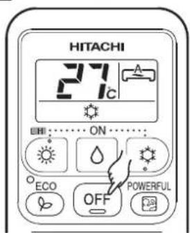 HITACHI 27°C ON ECO OFF POWERFUL