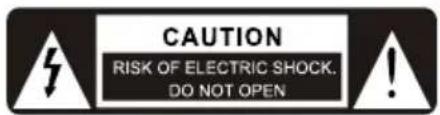 CAUTION RISK OF ELECTRIC SHOCK. DO NOT OPEN