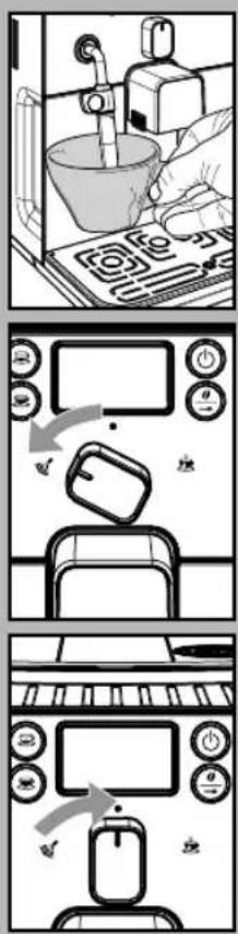 Diagram illustrating home appliance control steps with labeled UI elements and directional arrows indicating movement.