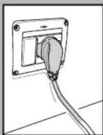 Simple line drawing of an electrical outlet with a cable inserted (no text or symbols)