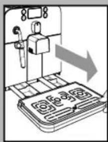 Diagram showing a machine with labeled components and an arrow indicating direction, possibly illustrating a process or assembly.