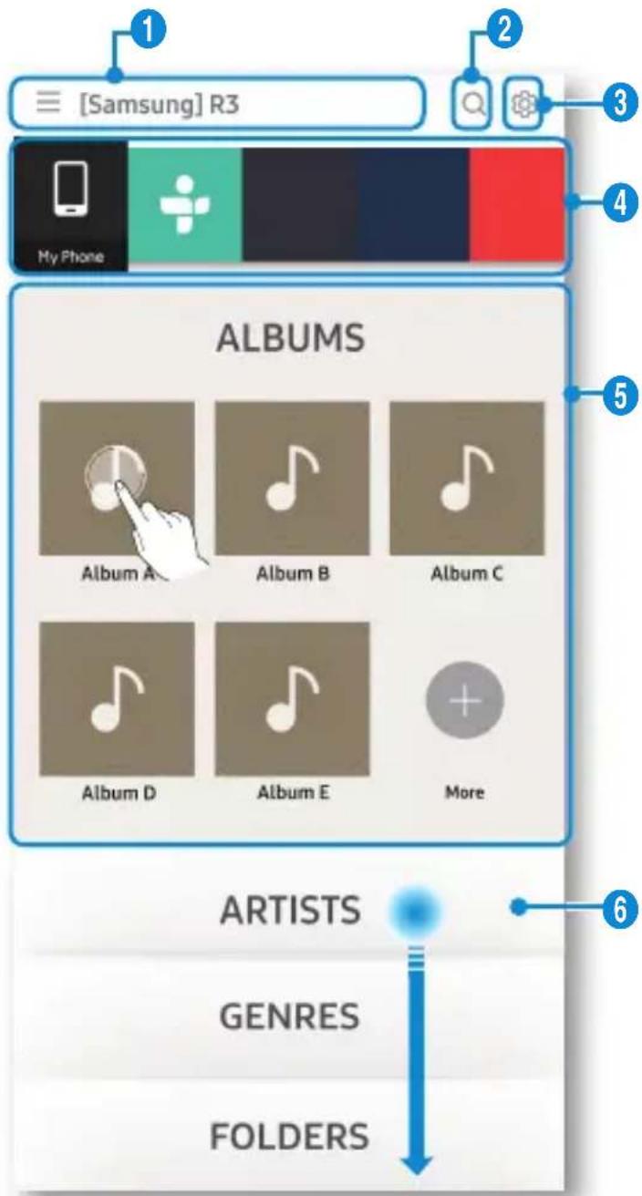 [Samsung] R3 My Phone ALBUMS Album A Album B Album C Album D Album E More ARTISTS GENRES FOLDERS