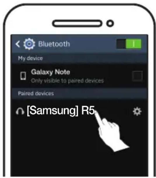 Bluetooth My device Galaxy Note Only visible to paired devices Paired devices [Samsung] R5