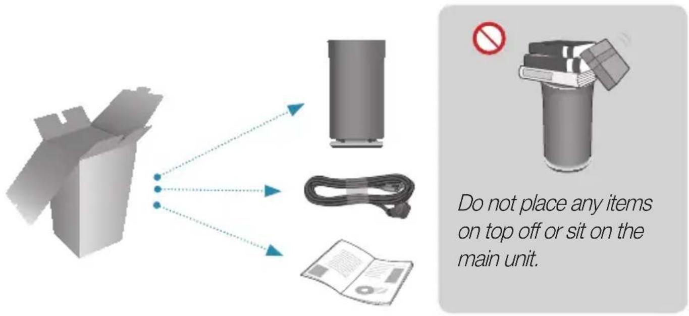 Do not place any items on top off or sit on the main unit.