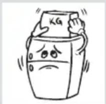 Cartoon illustration of a distressed container with a label 'KG' and sad face (no text or symbols on the container itself)