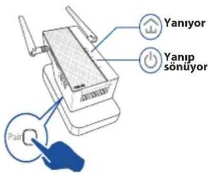 Illustration of a wireless router and a laptop with signal waves (no text or symbols)