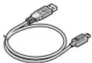 Line drawing of a USB cable with two connectors (no text or symbols)