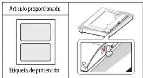 Artículo proporcionado Etiqueta de protección