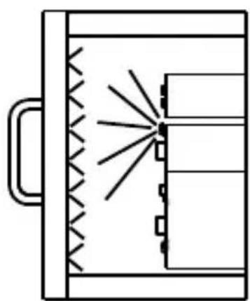 Simple line drawing of a door with a handle and window-like pattern, no text or symbols present