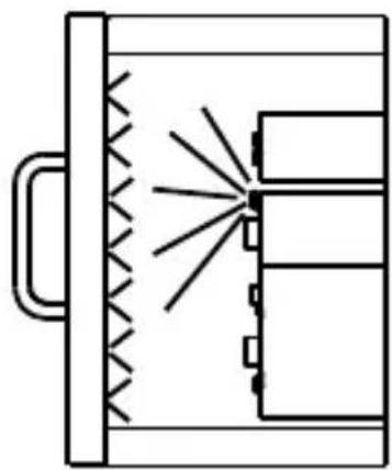 Simple line drawing of a door with a handle and a vertical panel, no text or symbols present