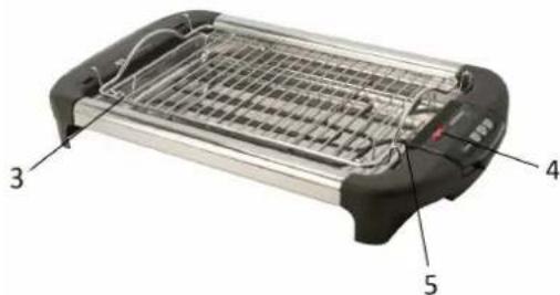 Labeled diagram of a toaster oven with numbered parts for identification