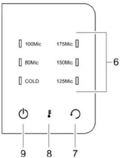 100Mic 175Mic 80Mic 150Mic COLD 125Mic 9 8 7 6