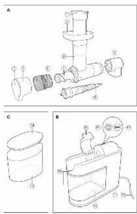 Technical diagram showing exploded and assembled views of a mechanical assembly with numbered components