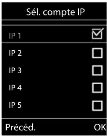 Sél. compte IP IP 1 IP 2 IP 3 IP 4 IP 5 Précéd. OK