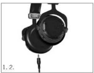 Close-up of black audio headphones with a visible earbuds and microphone (no text or symbols)