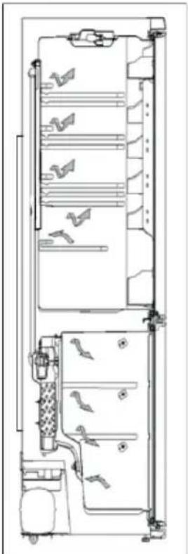 A 1 2 3 4 5 6 7 8 9 10 11 12 13 14 B A) Šaldytuvo skyrius B) Šaldiklio skyrius 1) Šaldytuvo termostato rankenėlė 2) Šaldiklio termostato rankenėlė 3) Vyno butelių laikiklis * 4) Stiklinės šaldytuvo skyriaus lentynėlės 5) Atverčiamo skyriaus dangtis 6) Atverčiamas skyrius 7) Viršutinis šaldiklio stal…