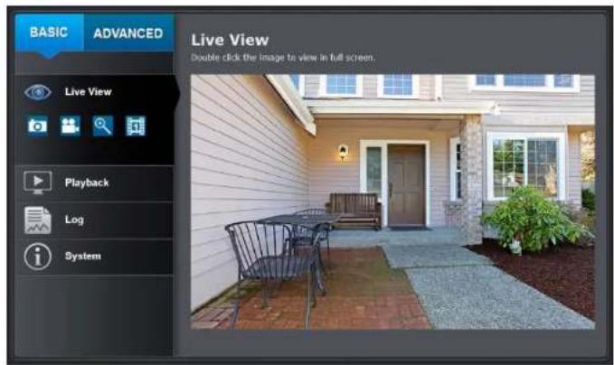 BASIC ADVANCED Live View Double click the image to view in full screen. Live View Playback Log System