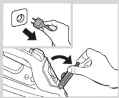 Diagram showing hand installation of a plug into a car's seat, with magnified view highlighting the switch mechanism.