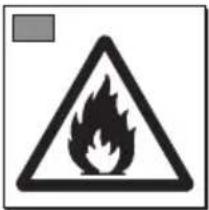 Warning sign depicting a flame inside a triangle, indicating hazard or safety warning.