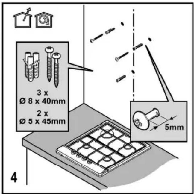 3 x Ø 8 x 40mm 2 x Ø 5 x 45mm 5mm 4