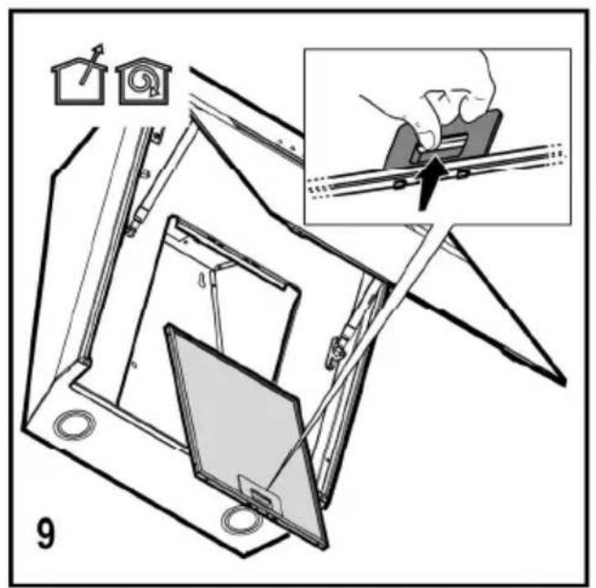 Technical diagram showing a folding mechanism with labeled parts and an inset view of the tool interacting with a bracket.