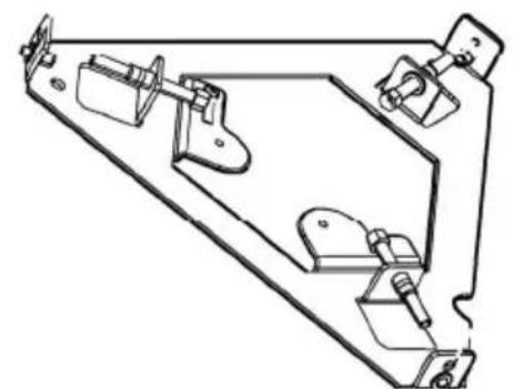 Technical line drawing of a mechanical bracket assembly, with no text or symbols.