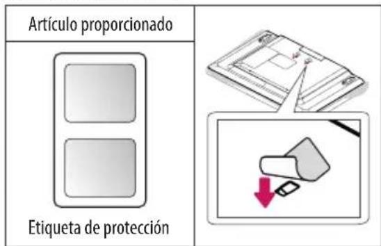 Artículo proporcionado Etiqueta de protección