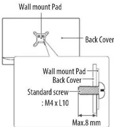 Wall mount Pad Back Cover Wall mount Pad Back Cover Standard screw : M4 x L10 Max.8 mm