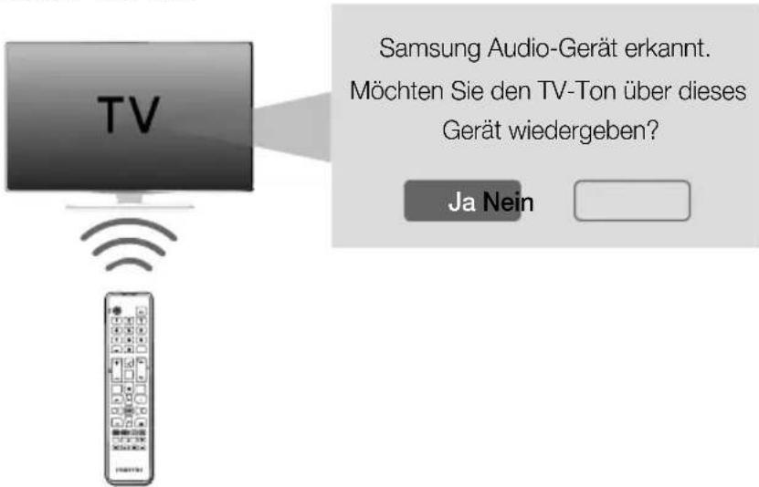 TV Samsung Audio-Gerät erkannt. Möchten Sie den TV-Ton über dieses Gerät wiedergeben? Ja Nein