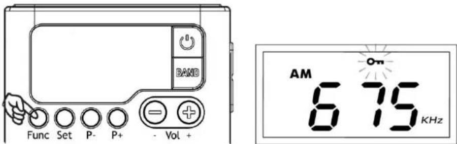 BAND Func Set P- P+ - Vol + AM 6.75 KHz