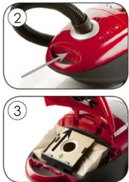 DOMO DO7283S - Replacing the dust bag and cleaning the motor filter - 1