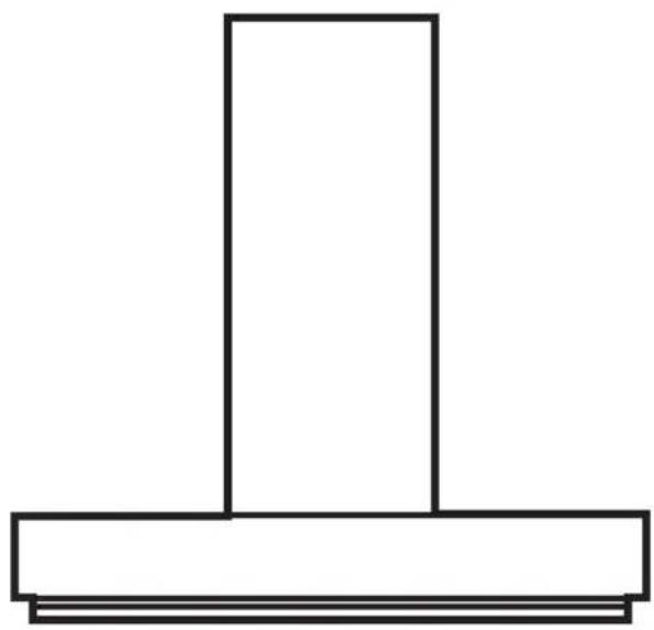 Simple line drawing of a T-shaped object with a vertical rectangle on top and a horizontal base (no text or symbols)